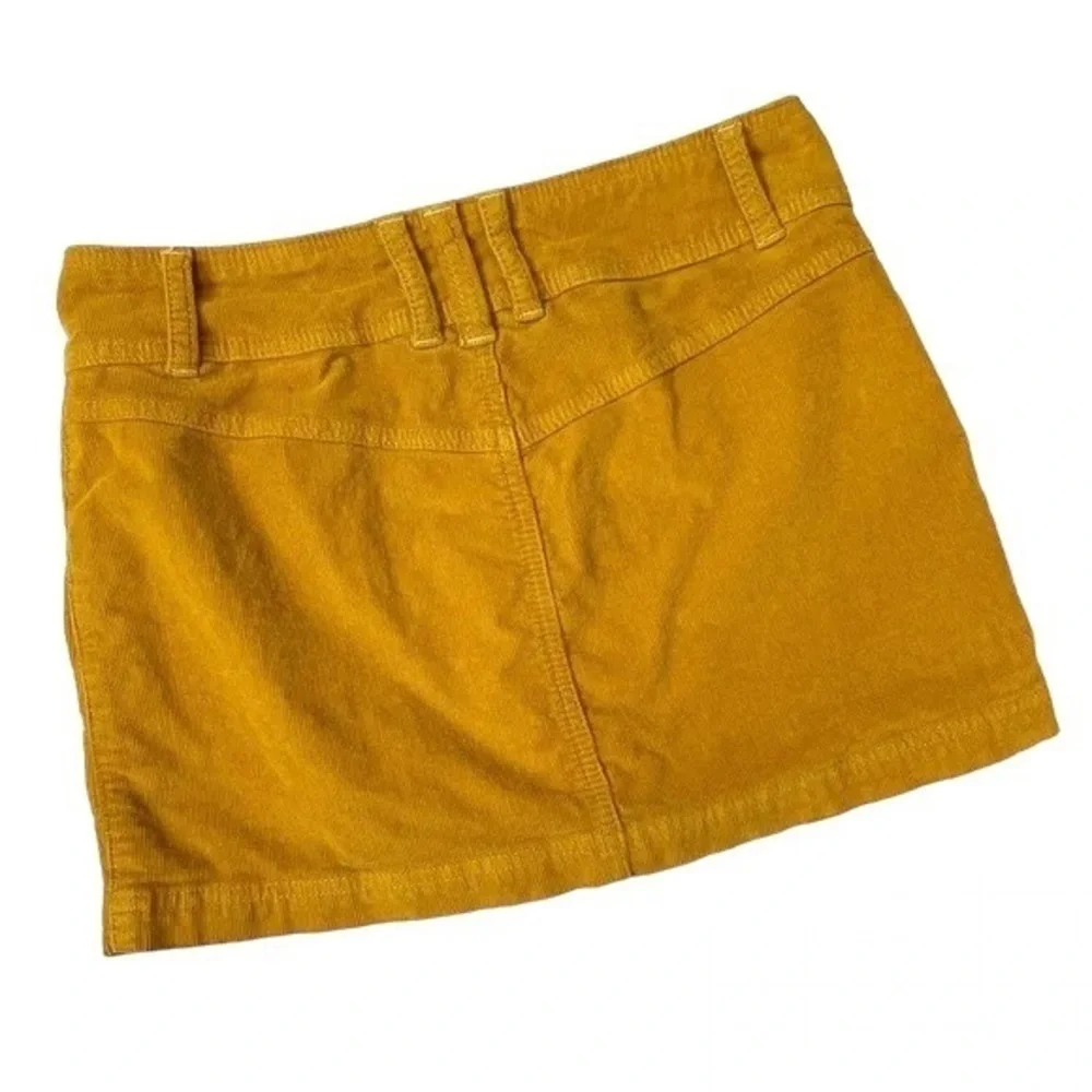 We The Free Joanie Mustard Yellow Corduroy Button Down Mini Skirt Size 25 - Picture 3 of 7